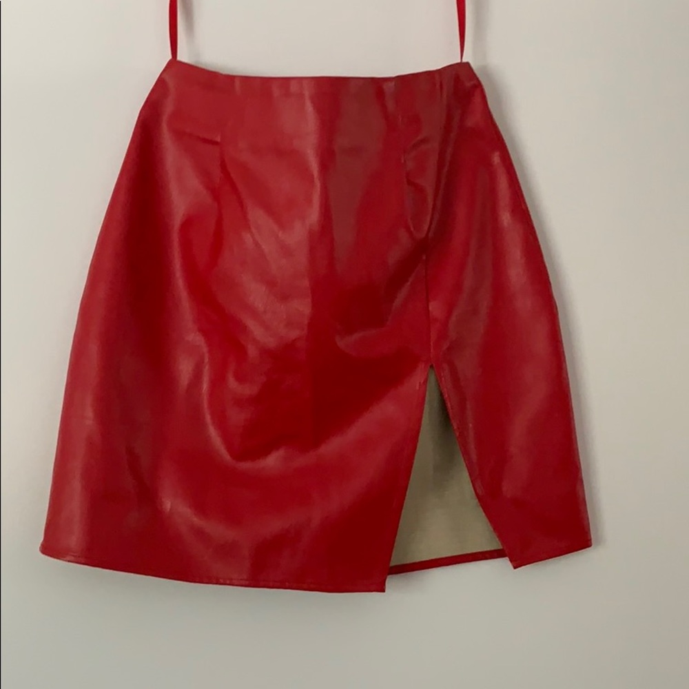 By The Way red faux leather mini skirt with slit